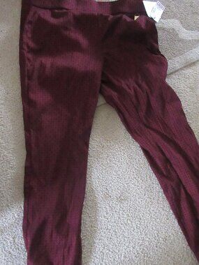 Rafaella Comfort  Pants new nwt 16  wine Black Geometric Pattern Stretch